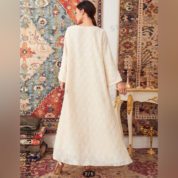 SHEIN NAJMA V-neck Bell sleeve Textured Dress - Picture 8 of 11